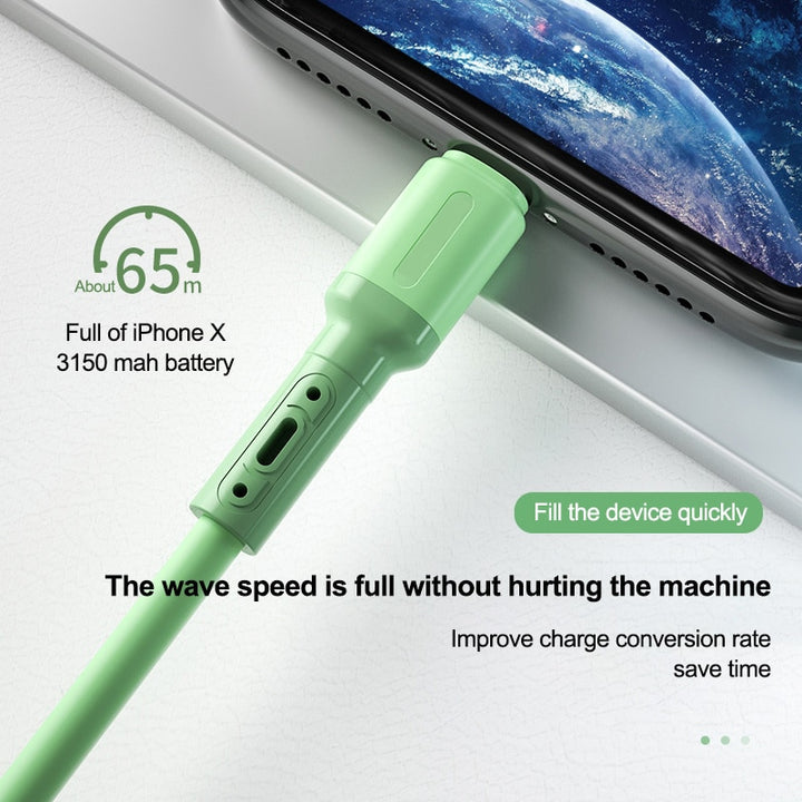 USB Cable for iPhone 14/13/12/11 Pro Max & More — Fast Charging Liquid Silicone Cord 1/1.5/2M