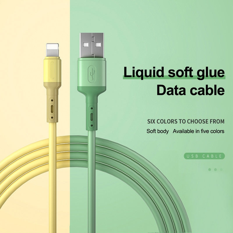 USB Cable for iPhone 14/13/12/11 Pro Max & More — Fast Charging Liquid Silicone Cord 1/1.5/2M