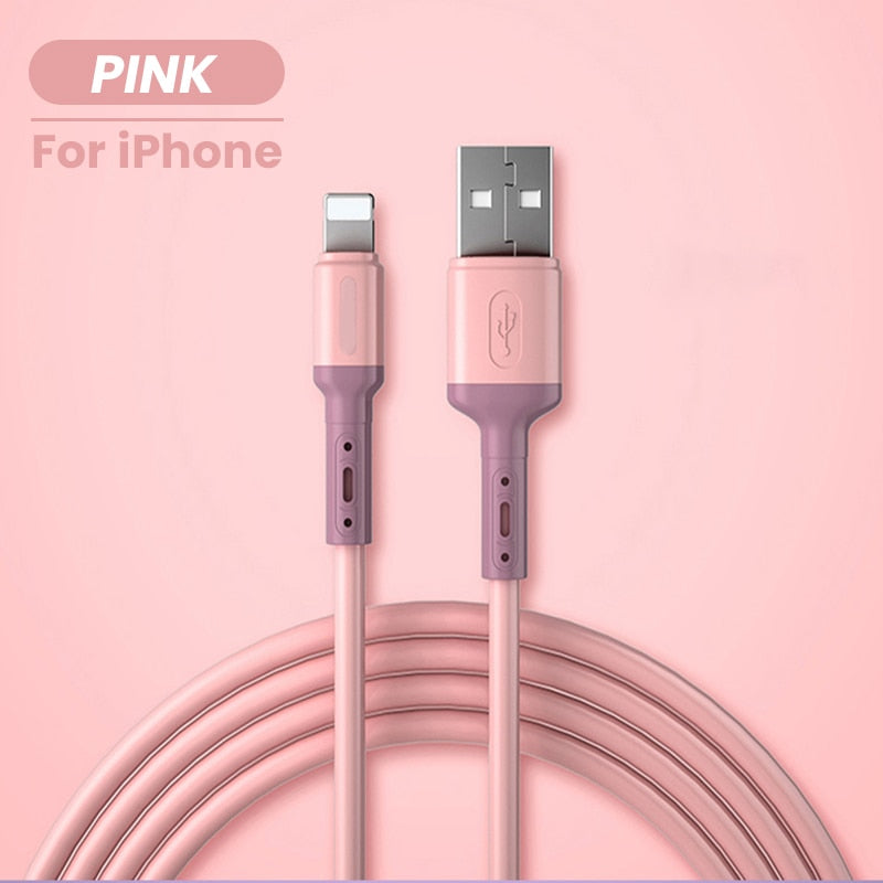 USB Cable for iPhone 14/13/12/11 Pro Max & More — Fast Charging Liquid Silicone Cord 1/1.5/2M