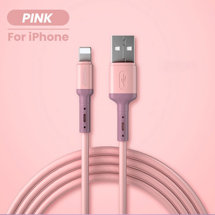 USB Cable for iPhone 14/13/12/11 Pro Max & More — Fast Charging Liquid Silicone Cord 1/1.5/2M