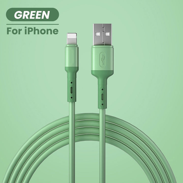 USB Cable for iPhone 14/13/12/11 Pro Max & More — Fast Charging Liquid Silicone Cord 1/1.5/2M