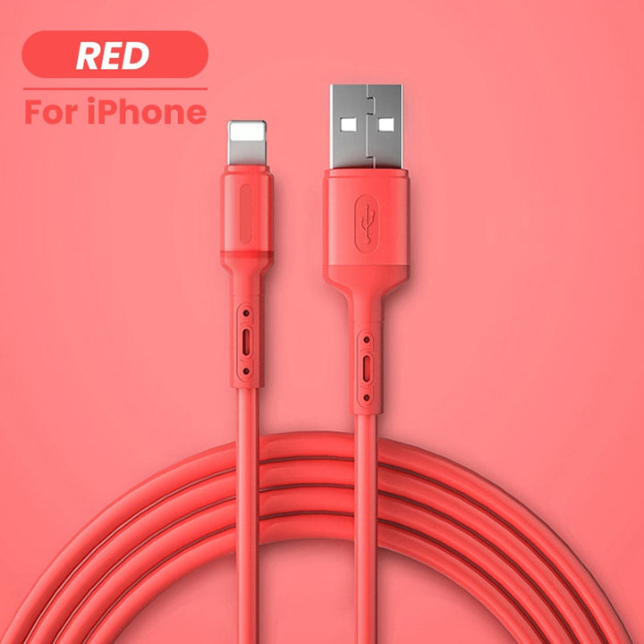 USB Cable for iPhone 14/13/12/11 Pro Max & More — Fast Charging Liquid Silicone Cord 1/1.5/2M