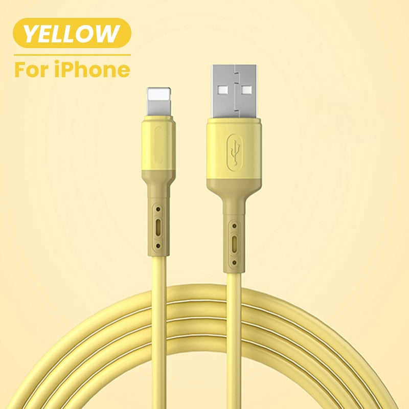 USB Cable for iPhone 14/13/12/11 Pro Max & More — Fast Charging Liquid Silicone Cord 1/1.5/2M