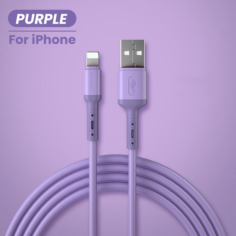 USB Cable for iPhone 14/13/12/11 Pro Max & More — Fast Charging Liquid Silicone Cord 1/1.5/2M