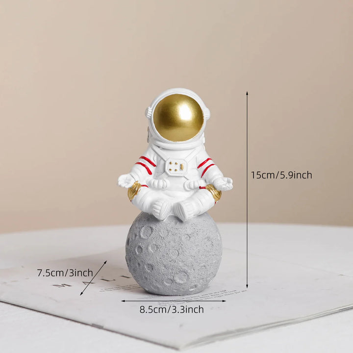 Gold Astronaut Figurines – Moon & Soccer Design Ornaments