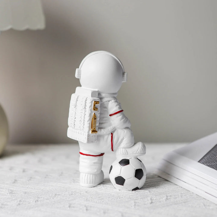 Gold Astronaut Figurines – Moon & Soccer Design Ornaments