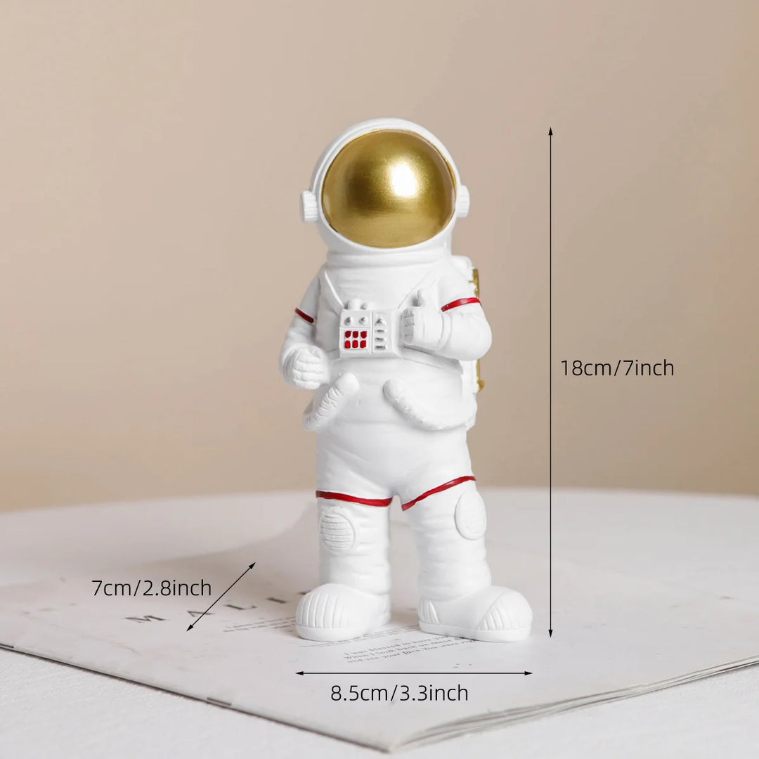 Gold Astronaut Figurines – Moon & Soccer Design Ornaments