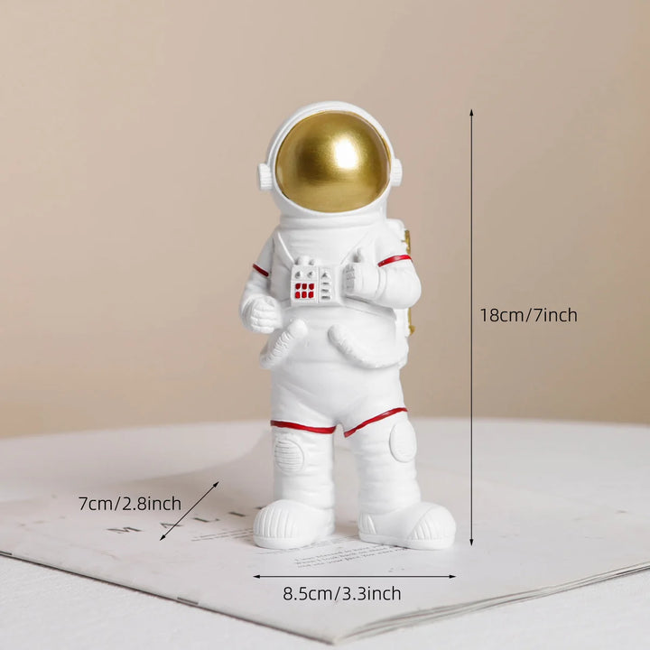 Gold Astronaut Figurines – Moon & Soccer Design Ornaments