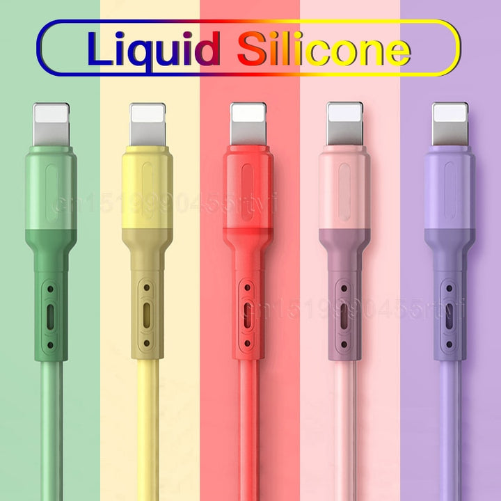 USB Cable for iPhone 14/13/12/11 Pro Max & More — Fast Charging Liquid Silicone Cord 1/1.5/2M